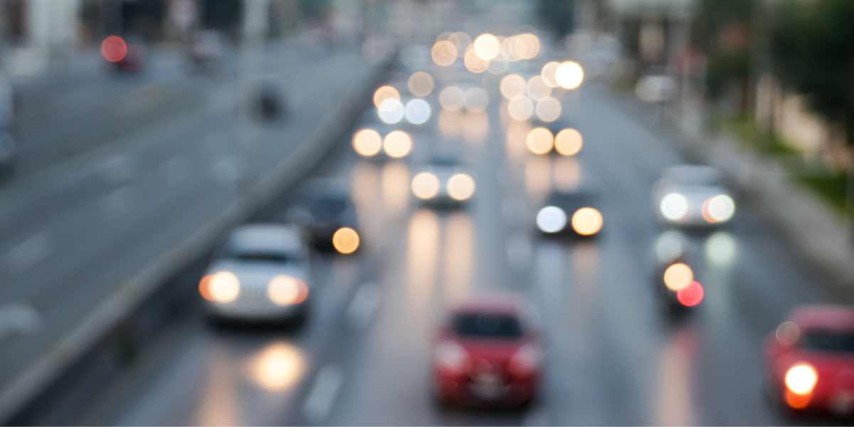 Unfocused image of cars driving on the highway